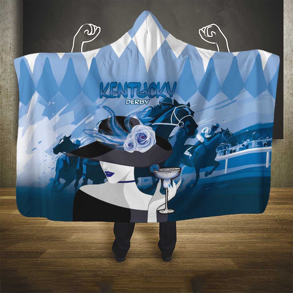 Kentucky Horse Racing Hooded Blanket Derby Mint Julep Girl - Blue Pastel LT14