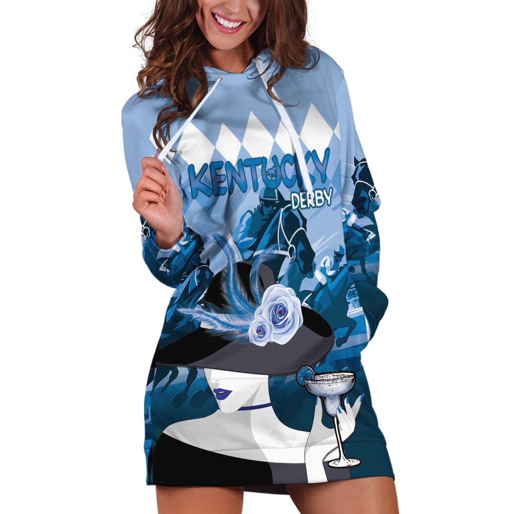 Kentucky Horse Racing Hoodie Dress Derby Mint Julep Girl - Blue Pastel LT14