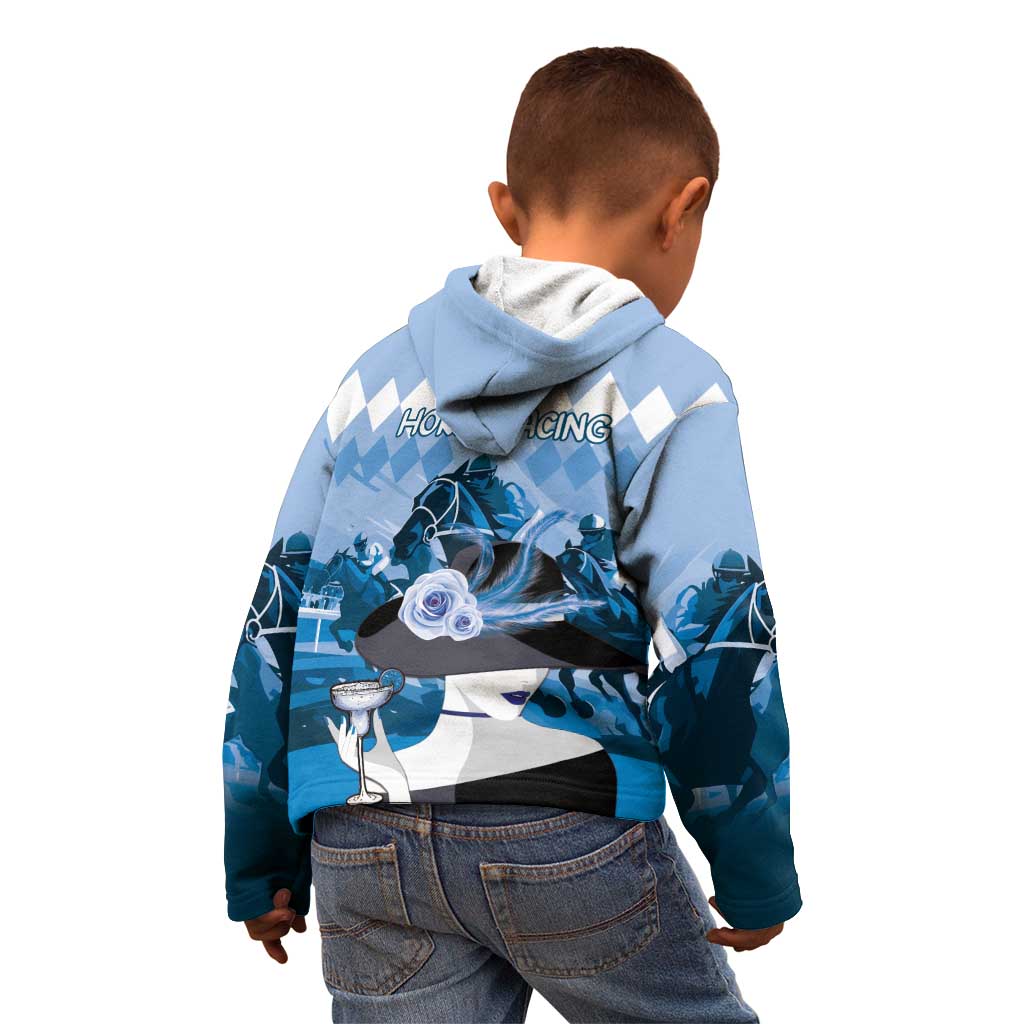 Kentucky Horse Racing Kid Hoodie Derby Mint Julep Girl - Blue Pastel LT14