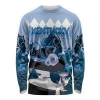 Kentucky Horse Racing Long Sleeve Shirt Derby Mint Julep Girl - Blue Pastel LT14
