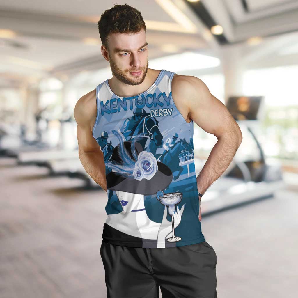 Kentucky Horse Racing Men Tank Top Derby Mint Julep Girl - Blue Pastel LT14