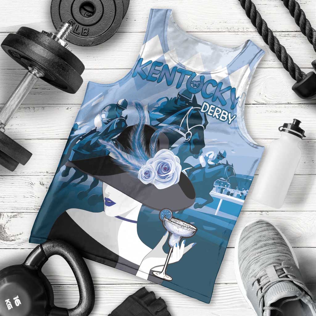 Kentucky Horse Racing Men Tank Top Derby Mint Julep Girl - Blue Pastel LT14