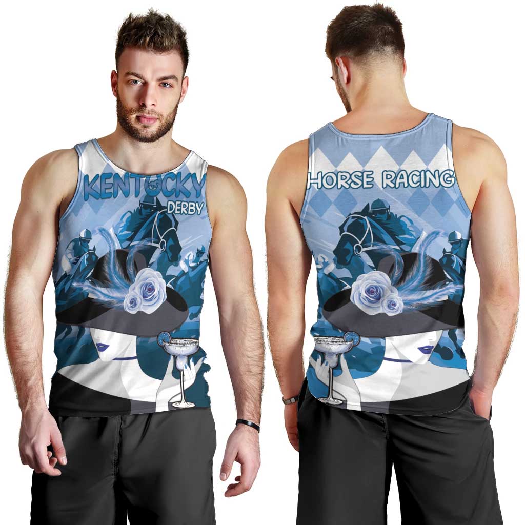 Kentucky Horse Racing Men Tank Top Derby Mint Julep Girl - Blue Pastel LT14