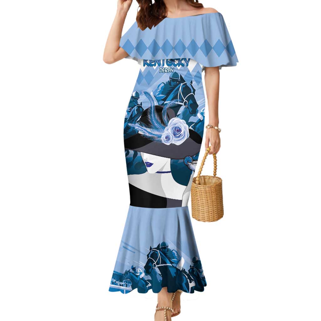 Kentucky Horse Racing Mermaid Dress Derby Mint Julep Girl - Blue Pastel LT14