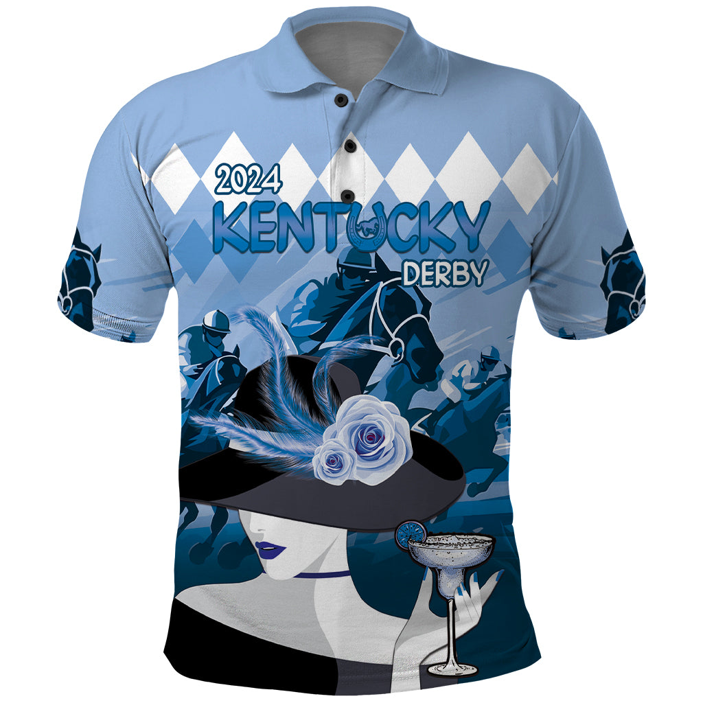 2024 Kentucky Horse Racing Polo Shirt Derby Mint Julep Girl - Blue Pastel