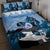 Kentucky Horse Racing Quilt Bed Set Derby Mint Julep Girl - Blue Pastel LT14