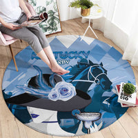 Kentucky Horse Racing Round Carpet Derby Mint Julep Girl - Blue Pastel LT14