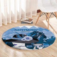 Kentucky Horse Racing Round Carpet Derby Mint Julep Girl - Blue Pastel LT14