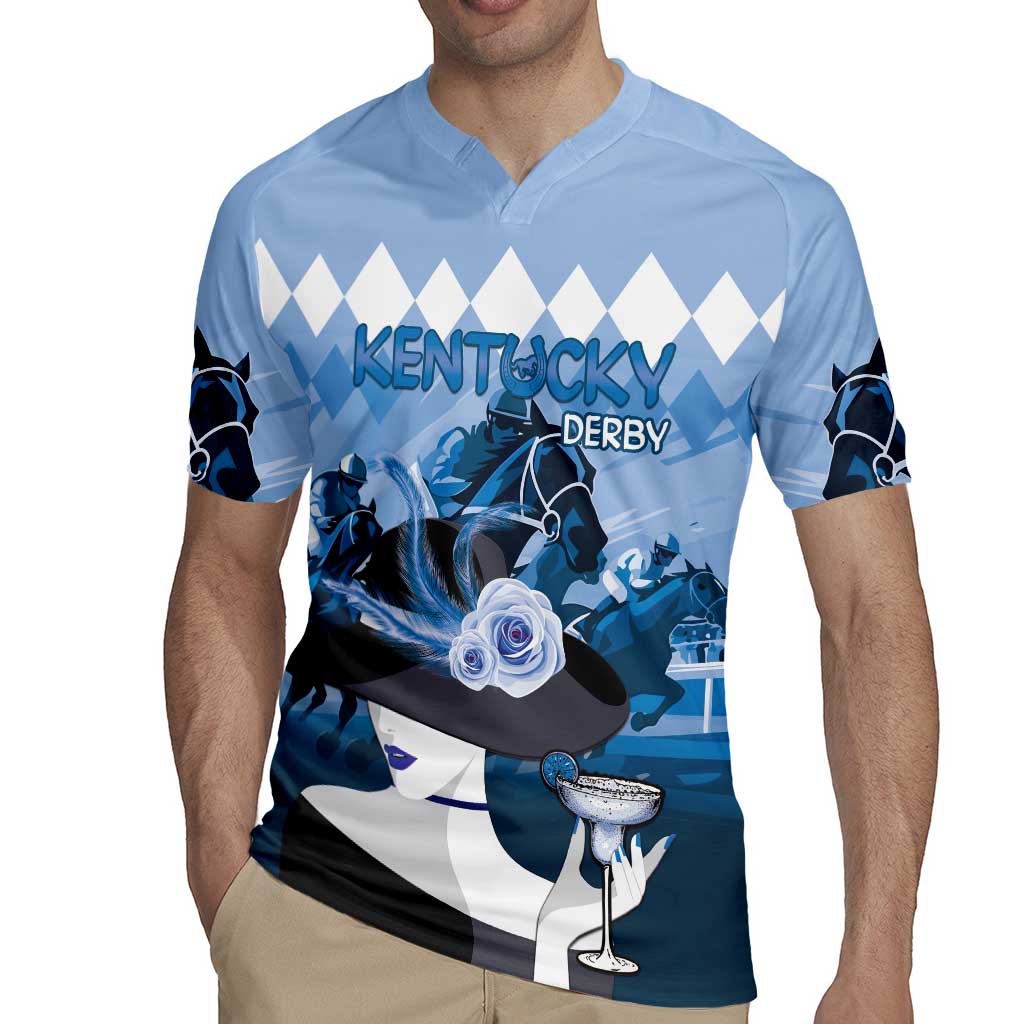 Kentucky Horse Racing Rugby Jersey Derby Mint Julep Girl - Blue Pastel LT14