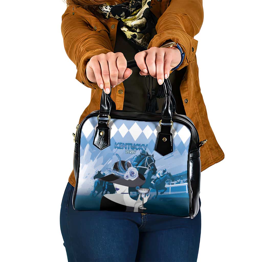 Kentucky Horse Racing Shoulder Handbag Derby Mint Julep Girl - Blue Pastel LT14