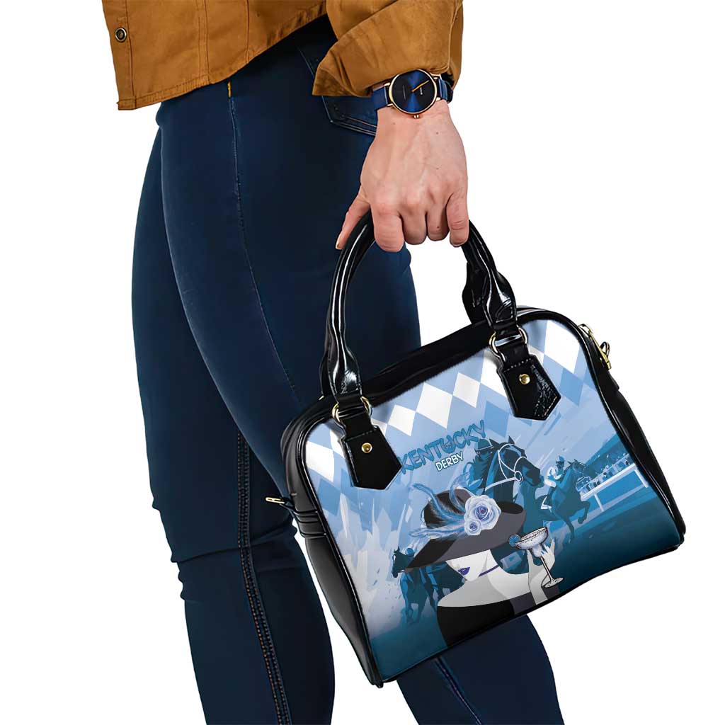 Kentucky Horse Racing Shoulder Handbag Derby Mint Julep Girl - Blue Pastel LT14