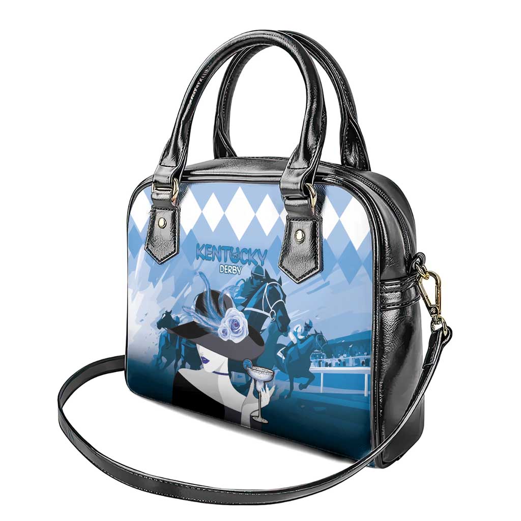 Kentucky Horse Racing Shoulder Handbag Derby Mint Julep Girl - Blue Pastel LT14