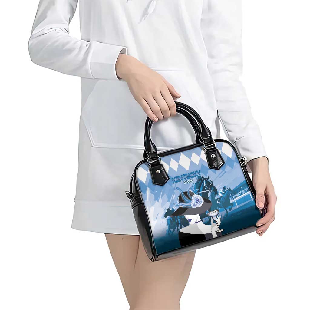 Kentucky Horse Racing Shoulder Handbag Derby Mint Julep Girl - Blue Pastel LT14