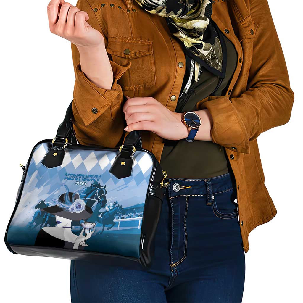 Kentucky Horse Racing Shoulder Handbag Derby Mint Julep Girl - Blue Pastel LT14