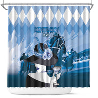 Kentucky Horse Racing Shower Curtain Derby Mint Julep Girl - Blue Pastel LT14