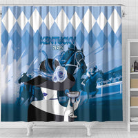 Kentucky Horse Racing Shower Curtain Derby Mint Julep Girl - Blue Pastel LT14