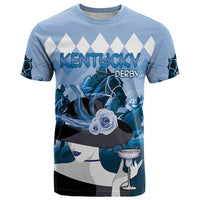 Kentucky Horse Racing T Shirt Derby Mint Julep Girl - Blue Pastel LT14