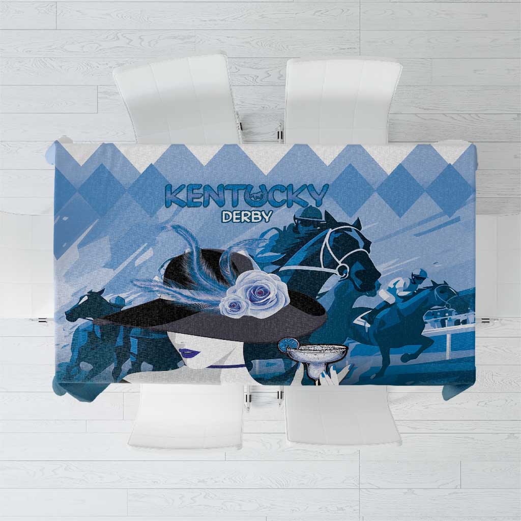 Kentucky Horse Racing Tablecloth Derby Mint Julep Girl - Blue Pastel LT14