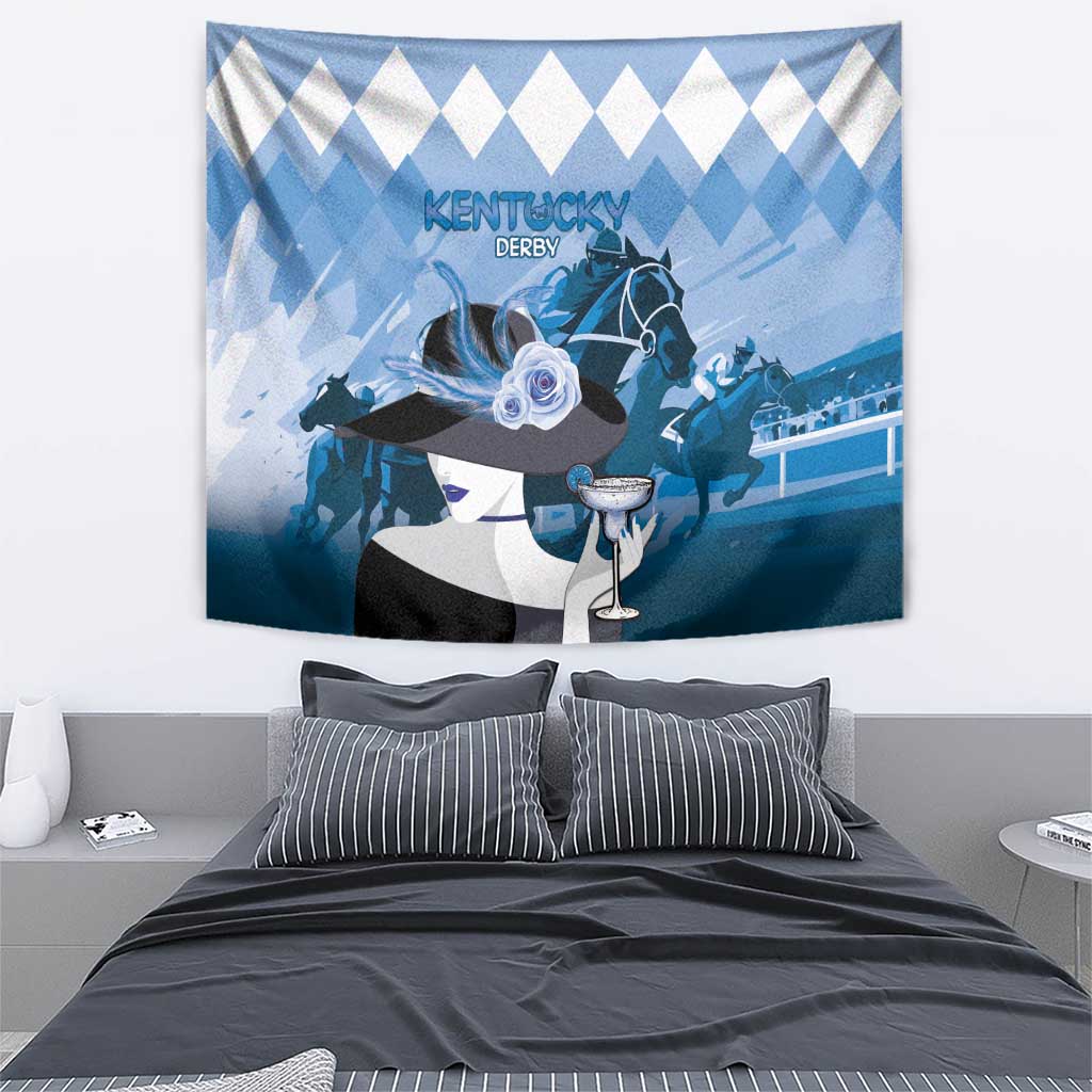 Kentucky Horse Racing Tapestry Derby Mint Julep Girl - Blue Pastel LT14