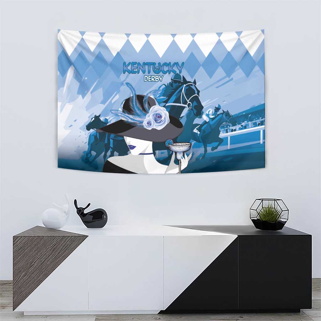 Kentucky Horse Racing Tapestry Derby Mint Julep Girl - Blue Pastel LT14