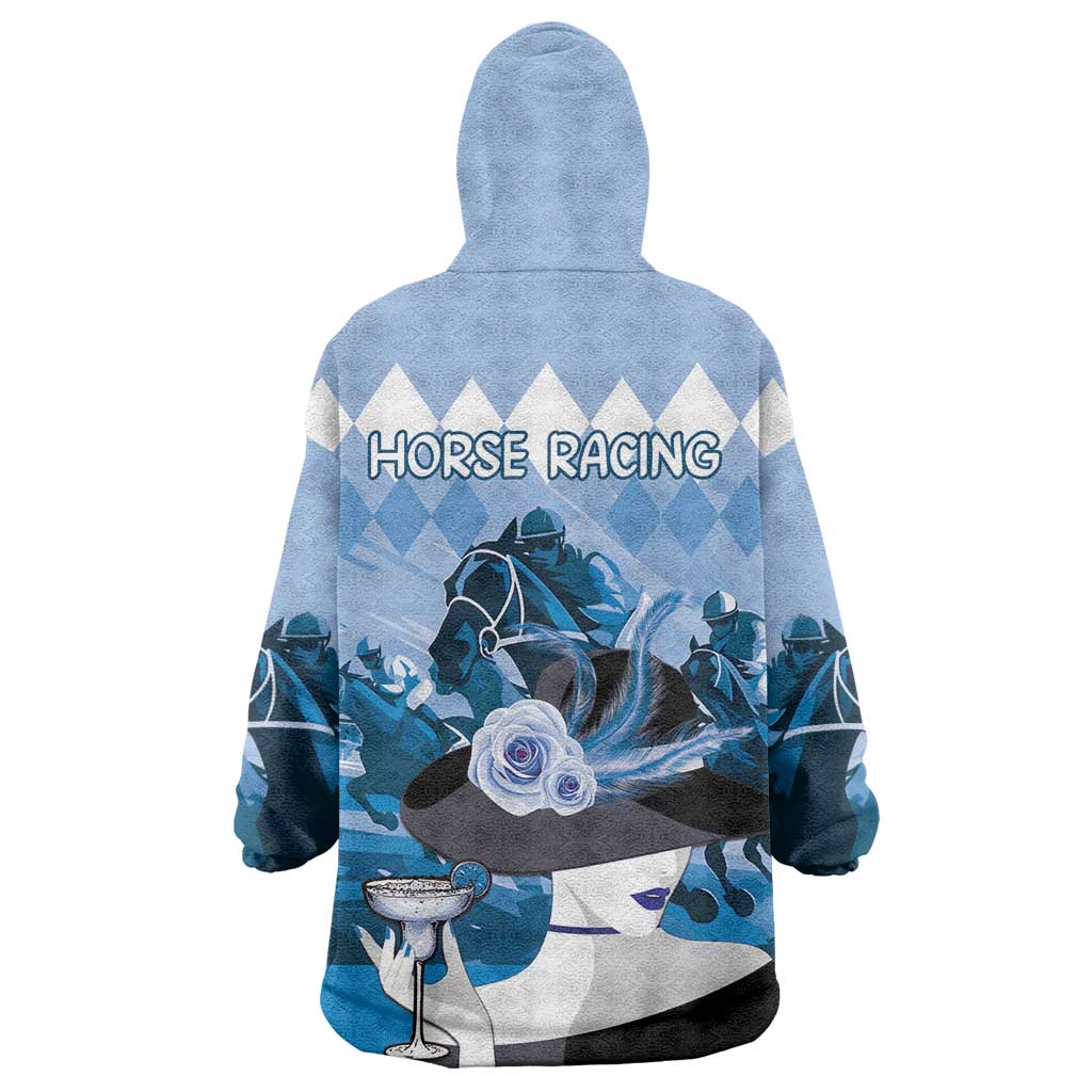 Kentucky Horse Racing Wearable Blanket Hoodie Derby Mint Julep Girl - Blue Pastel LT14