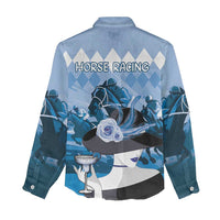 Kentucky Horse Racing Women Casual Shirt Derby Mint Julep Girl - Blue Pastel LT14