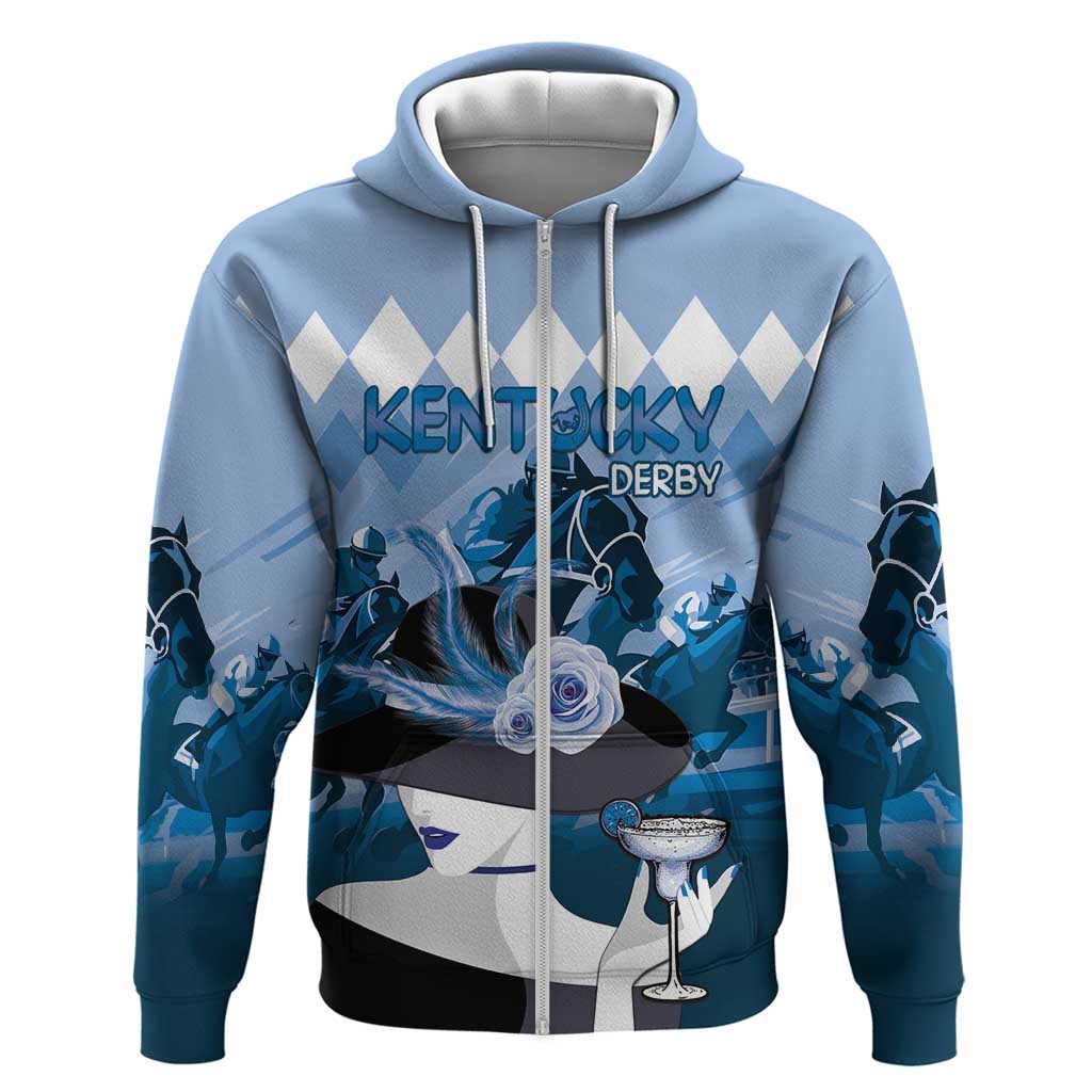 Kentucky Horse Racing Zip Hoodie Derby Mint Julep Girl - Blue Pastel LT14