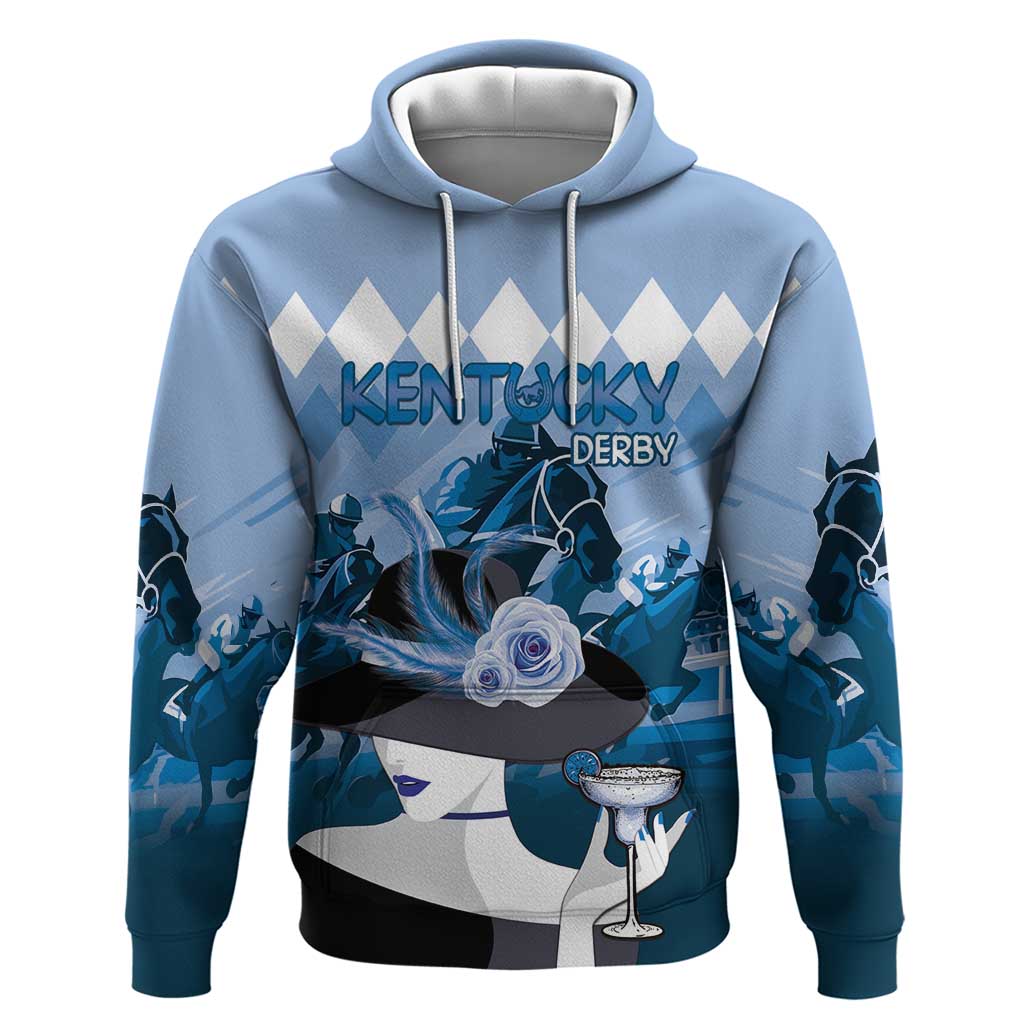 Kentucky Horse Racing Zip Hoodie Derby Mint Julep Girl - Blue Pastel LT14