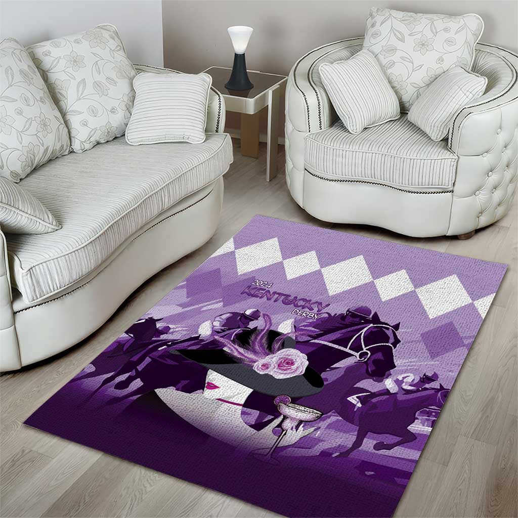Kentucky Horse Racing Area Rug Derby Mint Julep Girl - Purple Pastel LT14