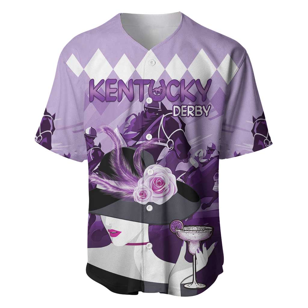 Kentucky Horse Racing Baseball Jersey Derby Mint Julep Girl - Purple Pastel LT14