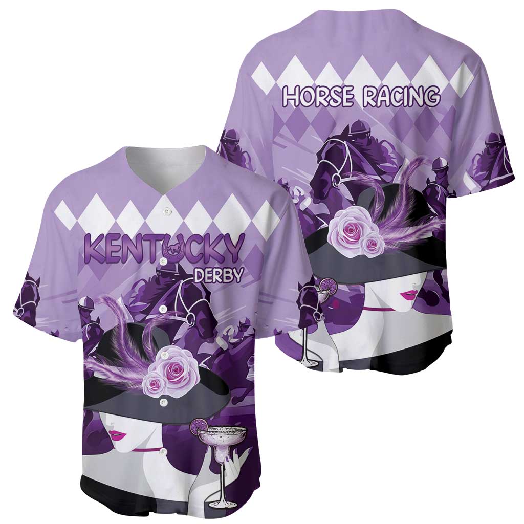 Kentucky Horse Racing Baseball Jersey Derby Mint Julep Girl - Purple Pastel LT14