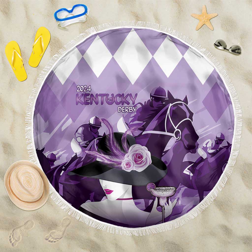 Kentucky Horse Racing Beach Blanket Derby Mint Julep Girl - Purple Pastel LT14