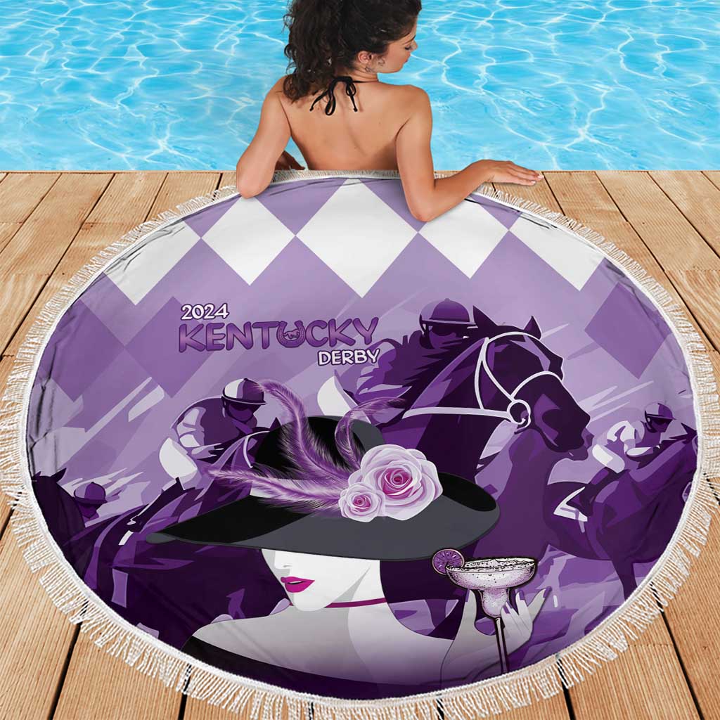 Kentucky Horse Racing Beach Blanket Derby Mint Julep Girl - Purple Pastel LT14
