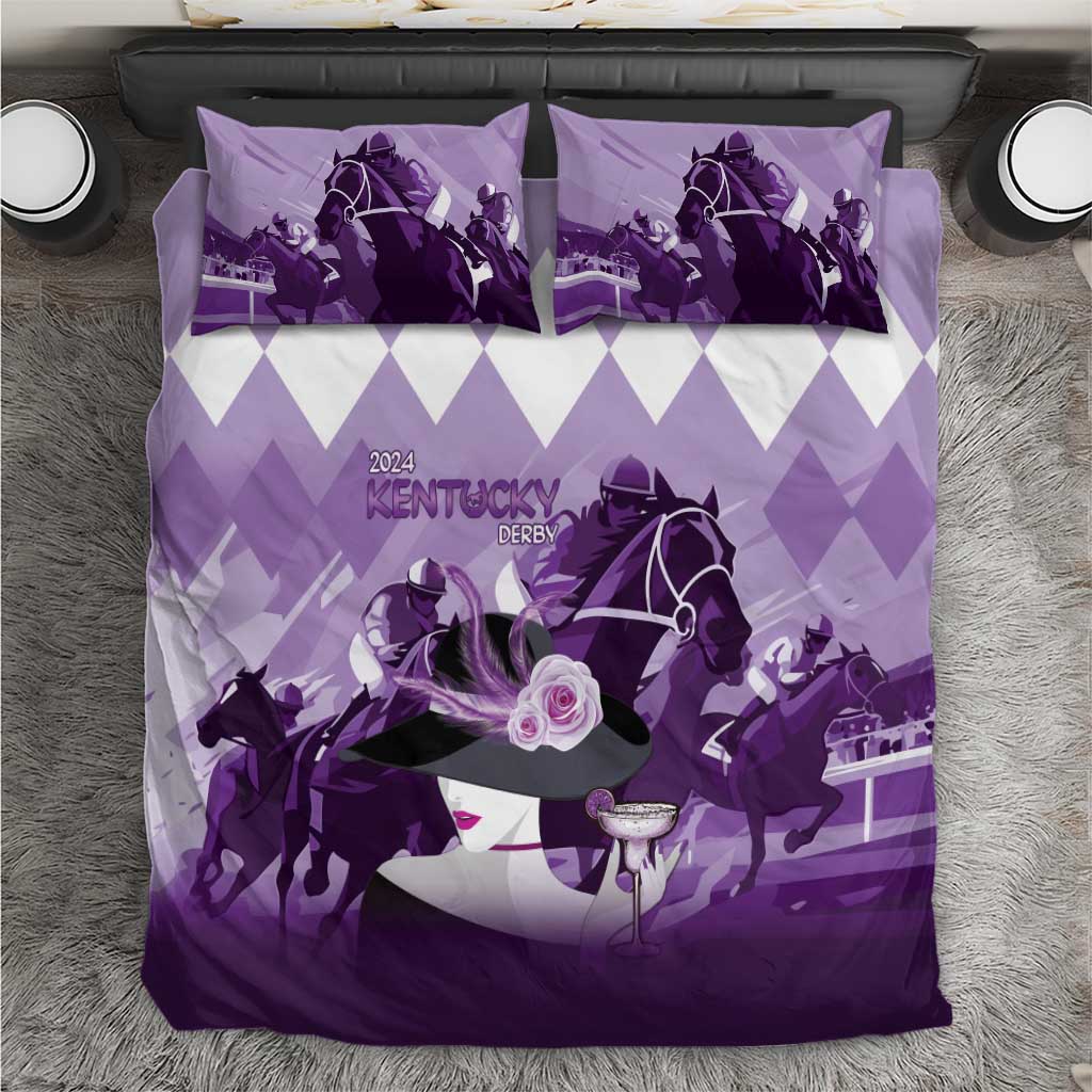 Kentucky Horse Racing Bedding Set Derby Mint Julep Girl - Purple Pastel LT14