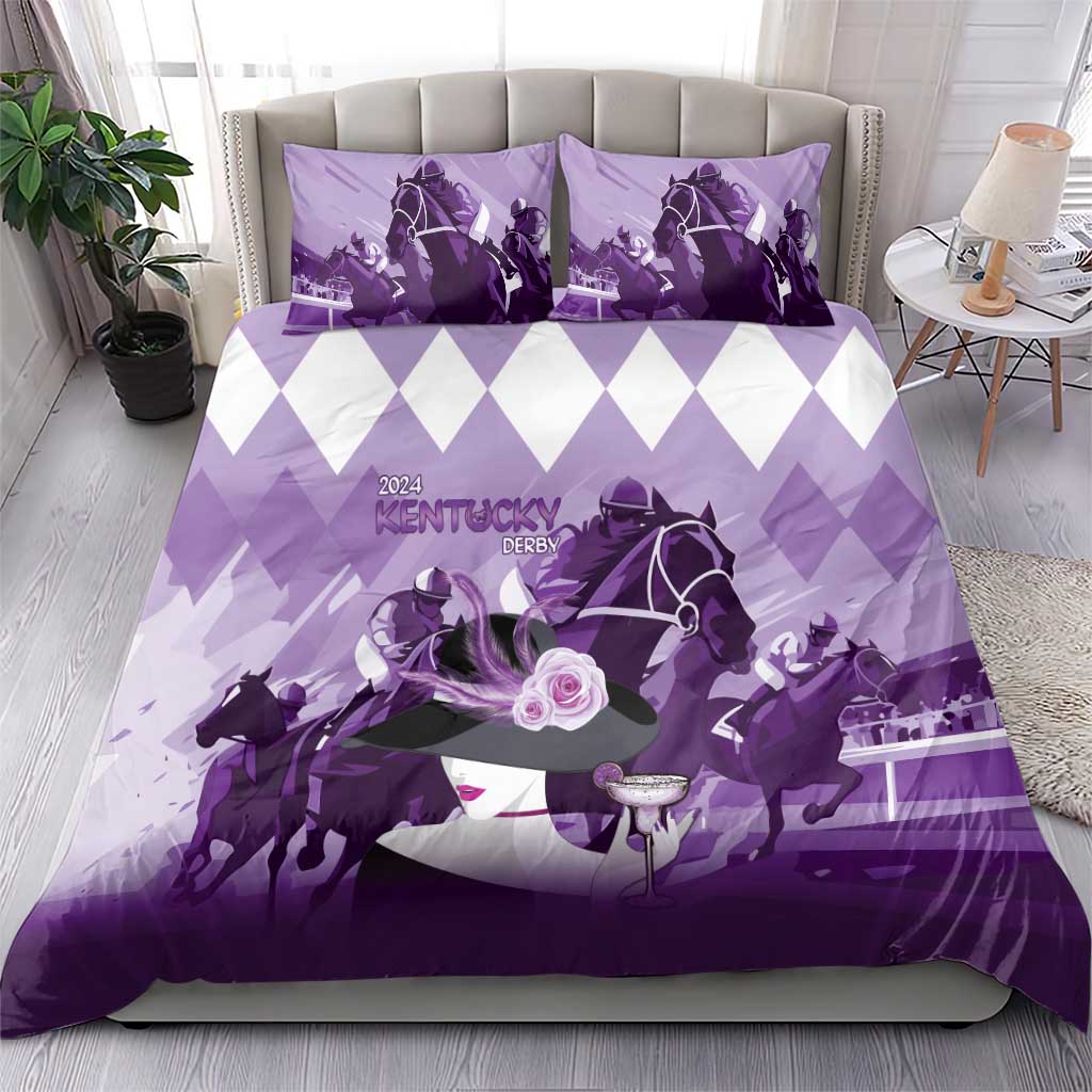 Kentucky Horse Racing Bedding Set Derby Mint Julep Girl - Purple Pastel LT14
