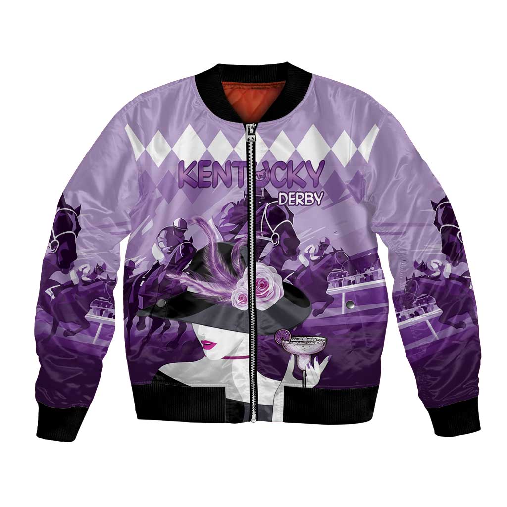 Kentucky Horse Racing Bomber Jacket Derby Mint Julep Girl - Purple Pastel LT14