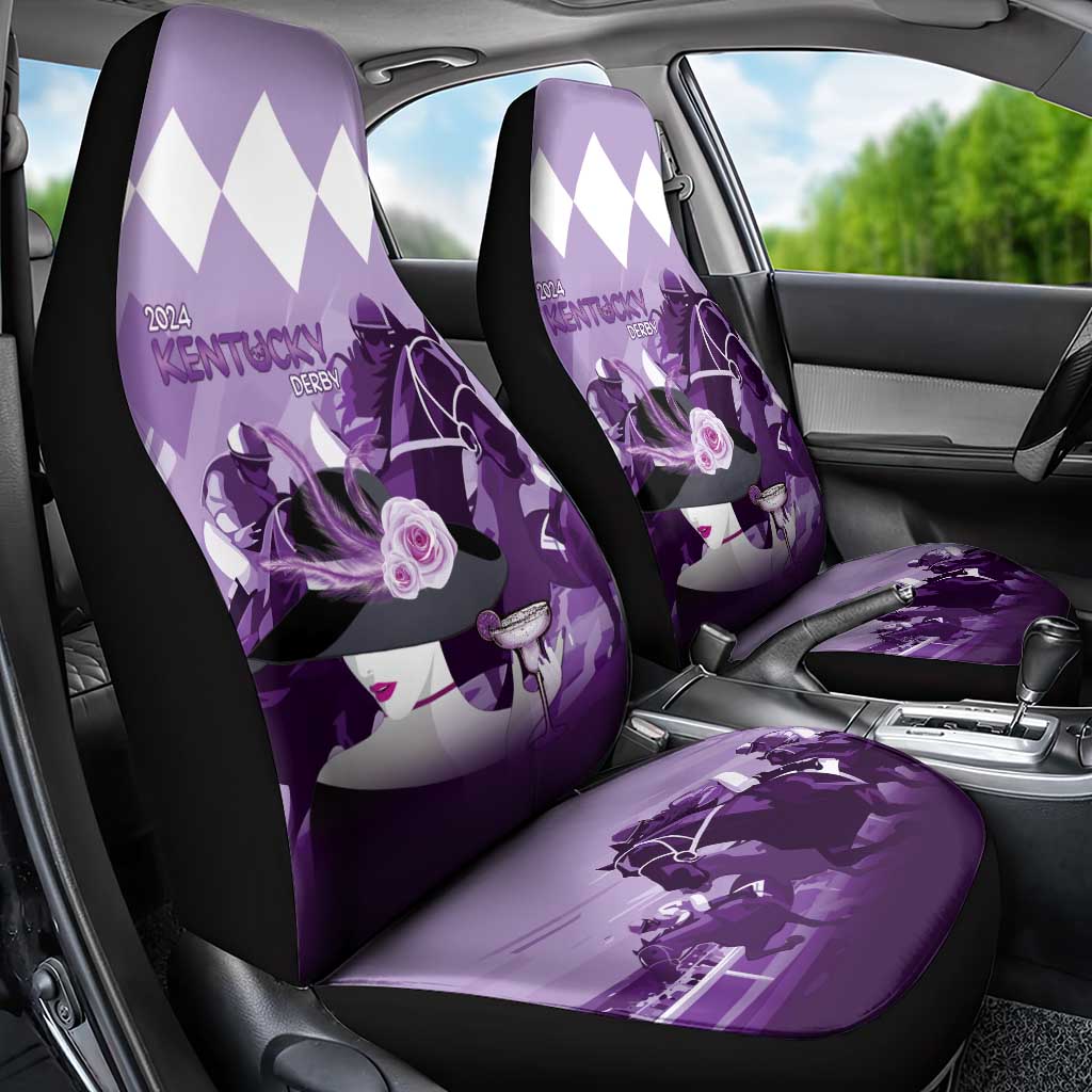 Kentucky Horse Racing Car Seat Cover Derby Mint Julep Girl - Purple Pastel LT14
