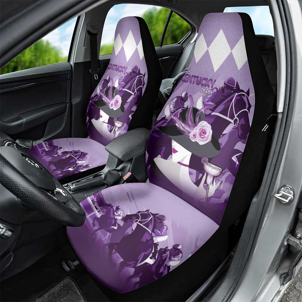 Kentucky Horse Racing Car Seat Cover Derby Mint Julep Girl - Purple Pastel LT14
