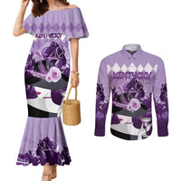 Kentucky Horse Racing Couples Matching Mermaid Dress and Long Sleeve Button Shirt Derby Mint Julep Girl - Purple Pastel LT14