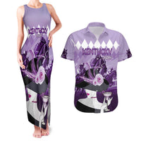 Kentucky Horse Racing Couples Matching Tank Maxi Dress and Hawaiian Shirt Derby Mint Julep Girl - Purple Pastel LT14