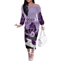 Kentucky Horse Racing Family Matching Off The Shoulder Long Sleeve Dress and Hawaiian Shirt Derby Mint Julep Girl - Purple Pastel LT14