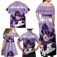 Kentucky Horse Racing Family Matching Off Shoulder Maxi Dress and Hawaiian Shirt Derby Mint Julep Girl - Purple Pastel LT14