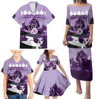 Kentucky Horse Racing Family Matching Puletasi and Hawaiian Shirt Derby Mint Julep Girl - Purple Pastel LT14