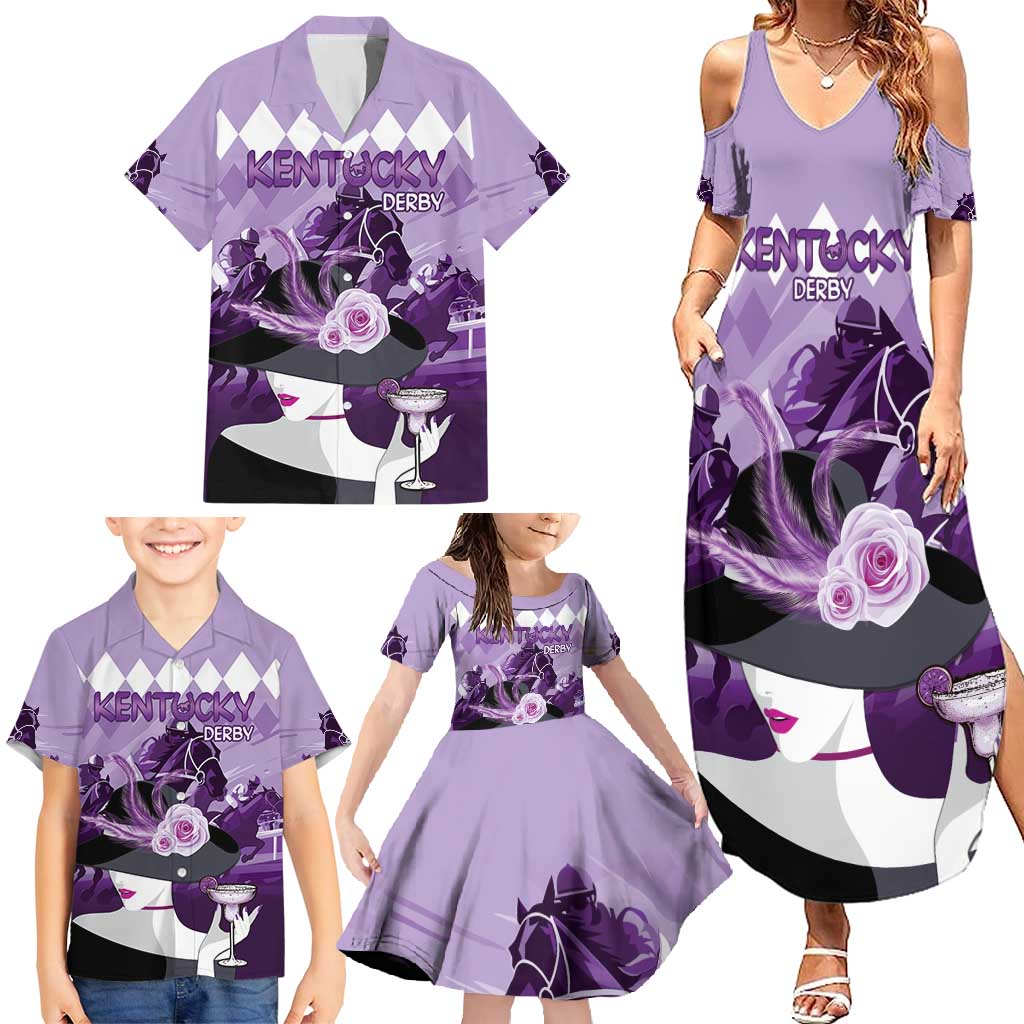 Kentucky Horse Racing Family Matching Summer Maxi Dress and Hawaiian Shirt Derby Mint Julep Girl - Purple Pastel LT14