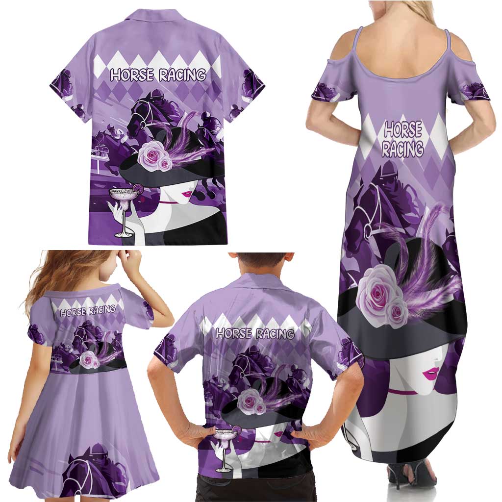 Kentucky Horse Racing Family Matching Summer Maxi Dress and Hawaiian Shirt Derby Mint Julep Girl - Purple Pastel LT14