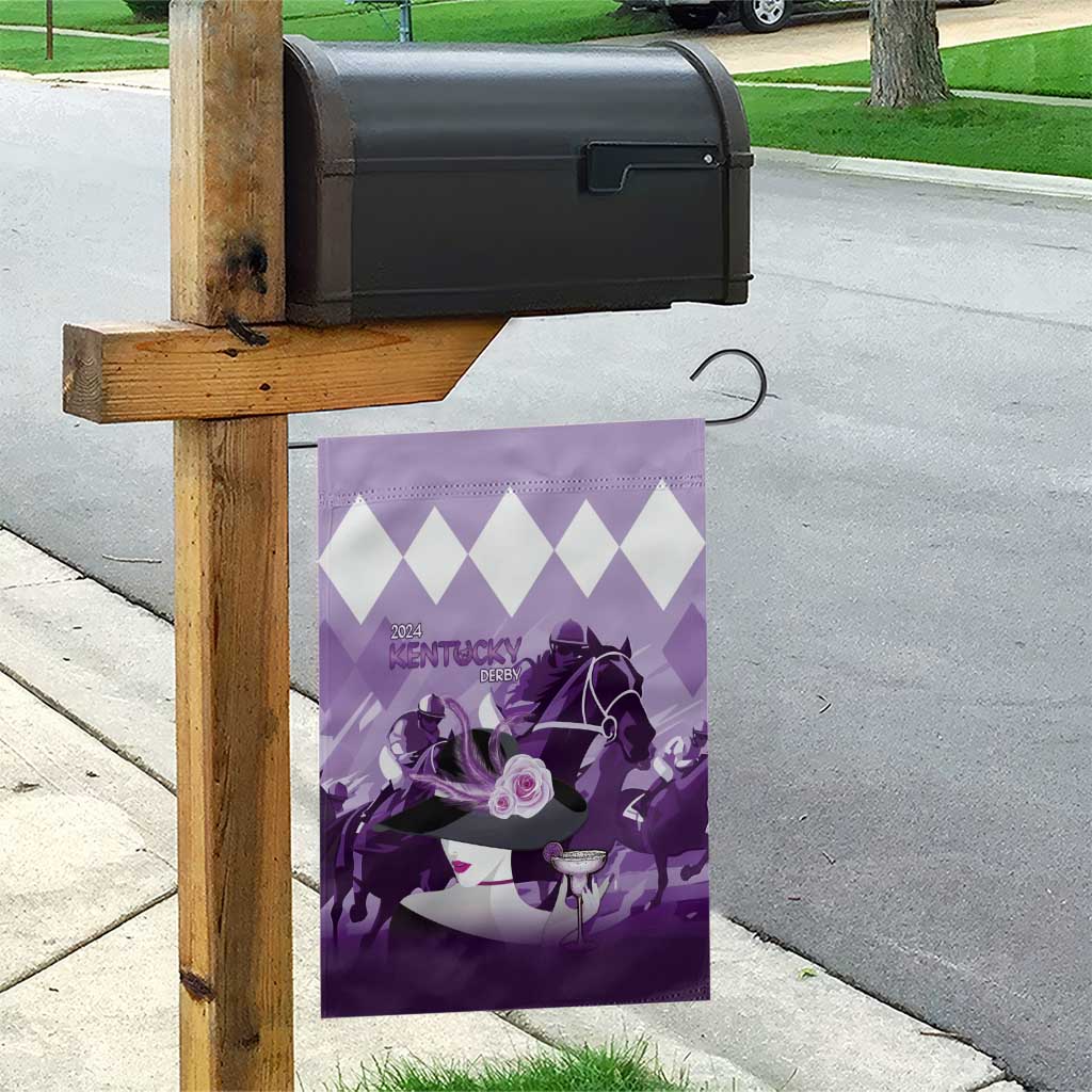 Kentucky Horse Racing Garden Flag Derby Mint Julep Girl - Purple Pastel LT14