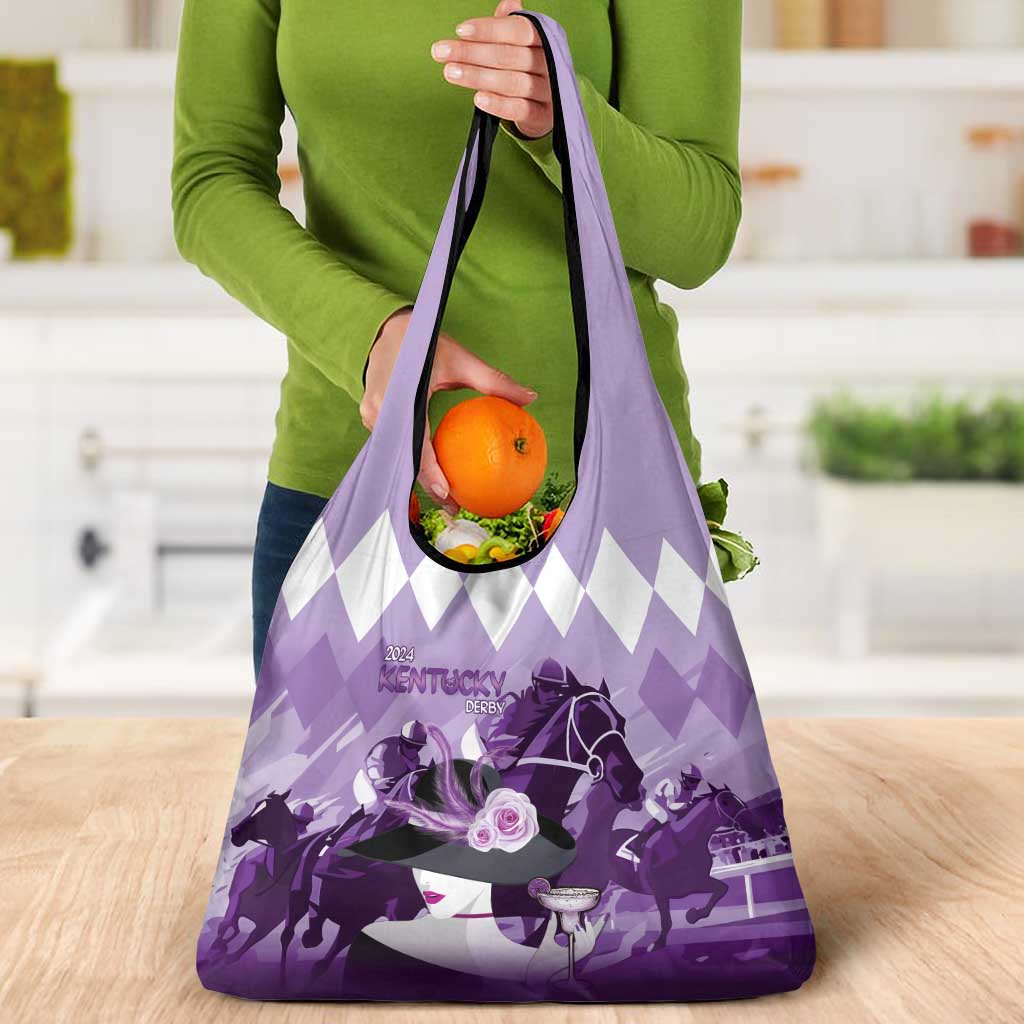 Kentucky Horse Racing Grocery Bag Derby Mint Julep Girl - Purple Pastel LT14