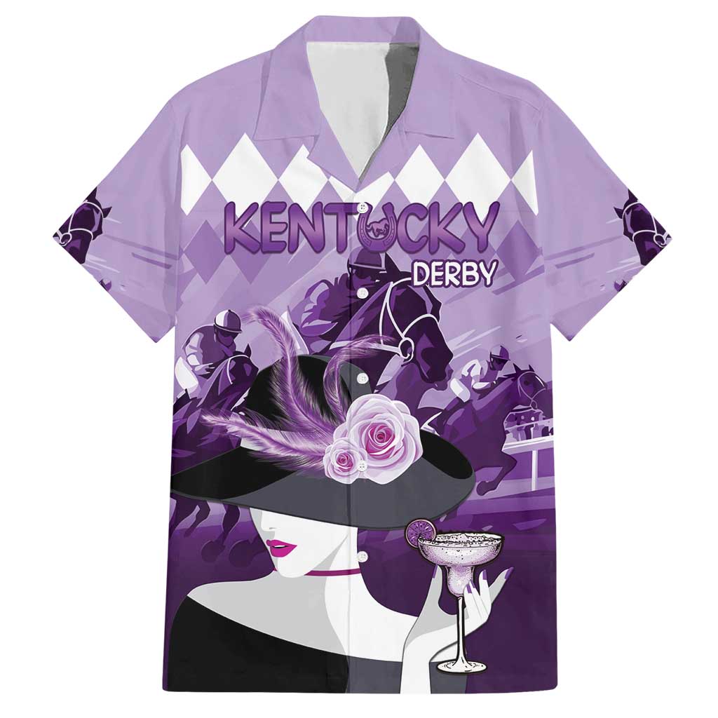 Kentucky Horse Racing Hawaiian Shirt Derby Mint Julep Girl - Purple Pastel LT14