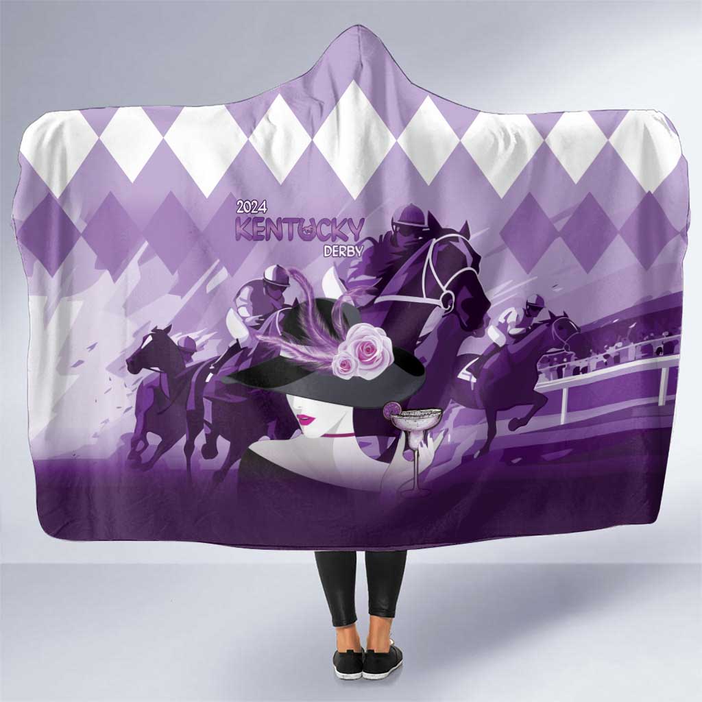 Kentucky Horse Racing Hooded Blanket Derby Mint Julep Girl - Purple Pastel LT14