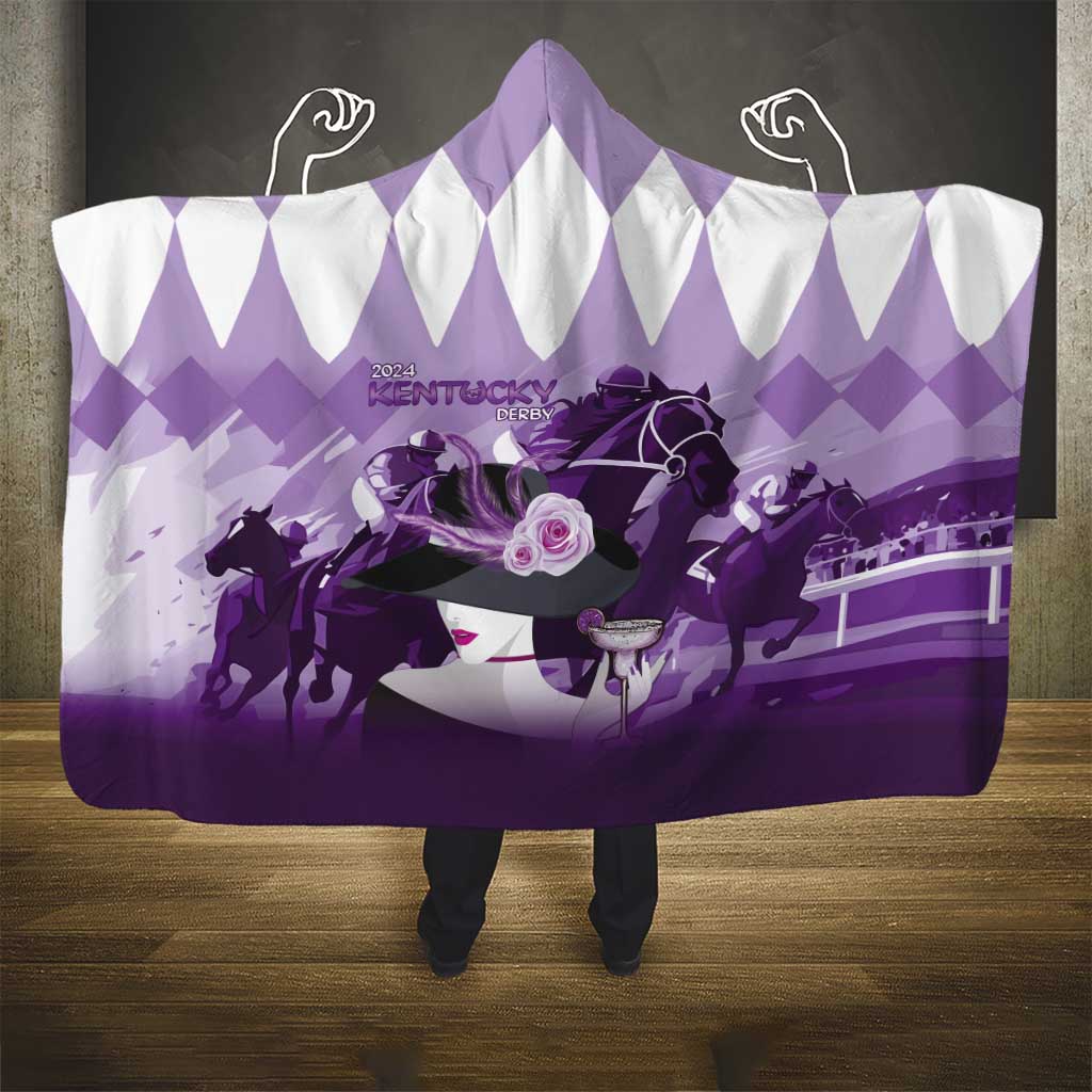 Kentucky Horse Racing Hooded Blanket Derby Mint Julep Girl - Purple Pastel LT14